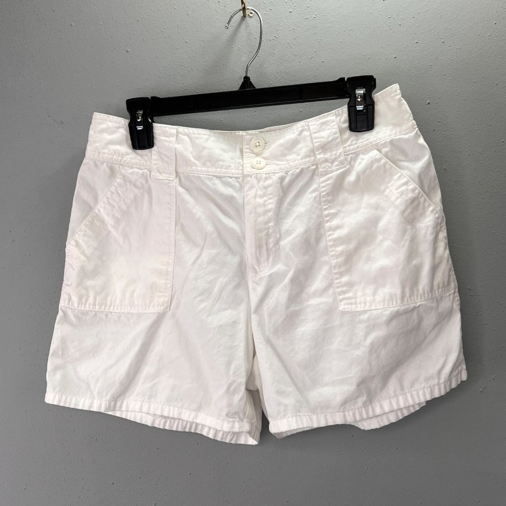 Allison Brittney Shorts White 12 Women Flap Pockets Double Button 30 in Waist